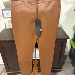 Halston  Heritage Brown Leather Leggings Retail $1095